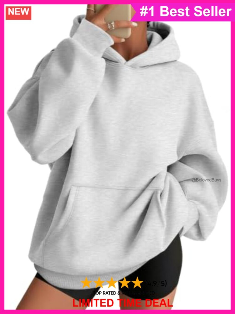 Oversized Hoodie 100% Polyester Pullover Sweatshirt Women's Casual